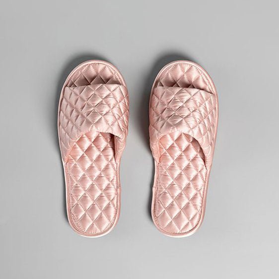 Luxury Silk Slippers For Women Soft home Slippers Travel Slippers Haze Blue M