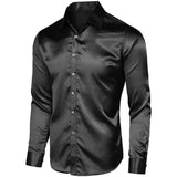 Men's Luxury Silk Shirt Long Sleeve Button Down Silk Shirts - slipintosoft