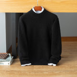 Mens Mock Neck Cashmere Sweater Warm Long Sleeve Solid Sweatershirt