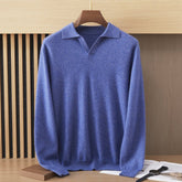 Mens Polo Collar Cashmere Sweater Collared Cashmere Knit Pullover