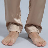 Mens Silk Pajama Set Short Sleeved Long Pants Silk Sleepwear