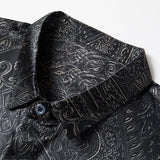 Mens Silk Shirts Long Sleeve Silk Baroque Pattern Dress Shirt