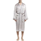 Mulberry Men's Silk Robe Luxury Long Silk Bath Robe