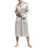 Mulberry Men's Silk Robe Luxury Long Silk Bath Robe