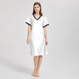 Mulberry Silk Chemise Women's V Neck Silk Lace Nightdress