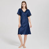 Mulberry Silk Chemise Women's V Neck Silk Lace Nightdress