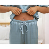 Mulberry Women's Silk Pajamas Set Split Neckline Silk Nightwear