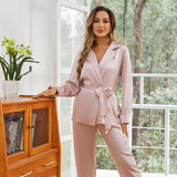 Women's Silk Robe And Pajama Set Long Sleeve Silk Sleepwear