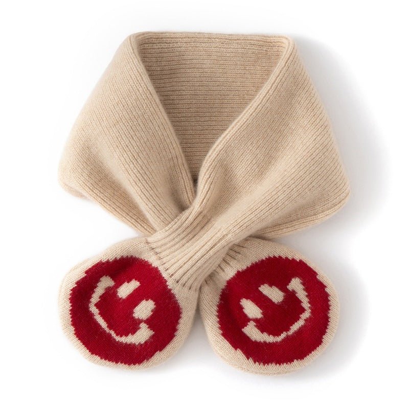 Playful Smiley Face 100% Cashmere Scarf Cashmere Neck Wrap