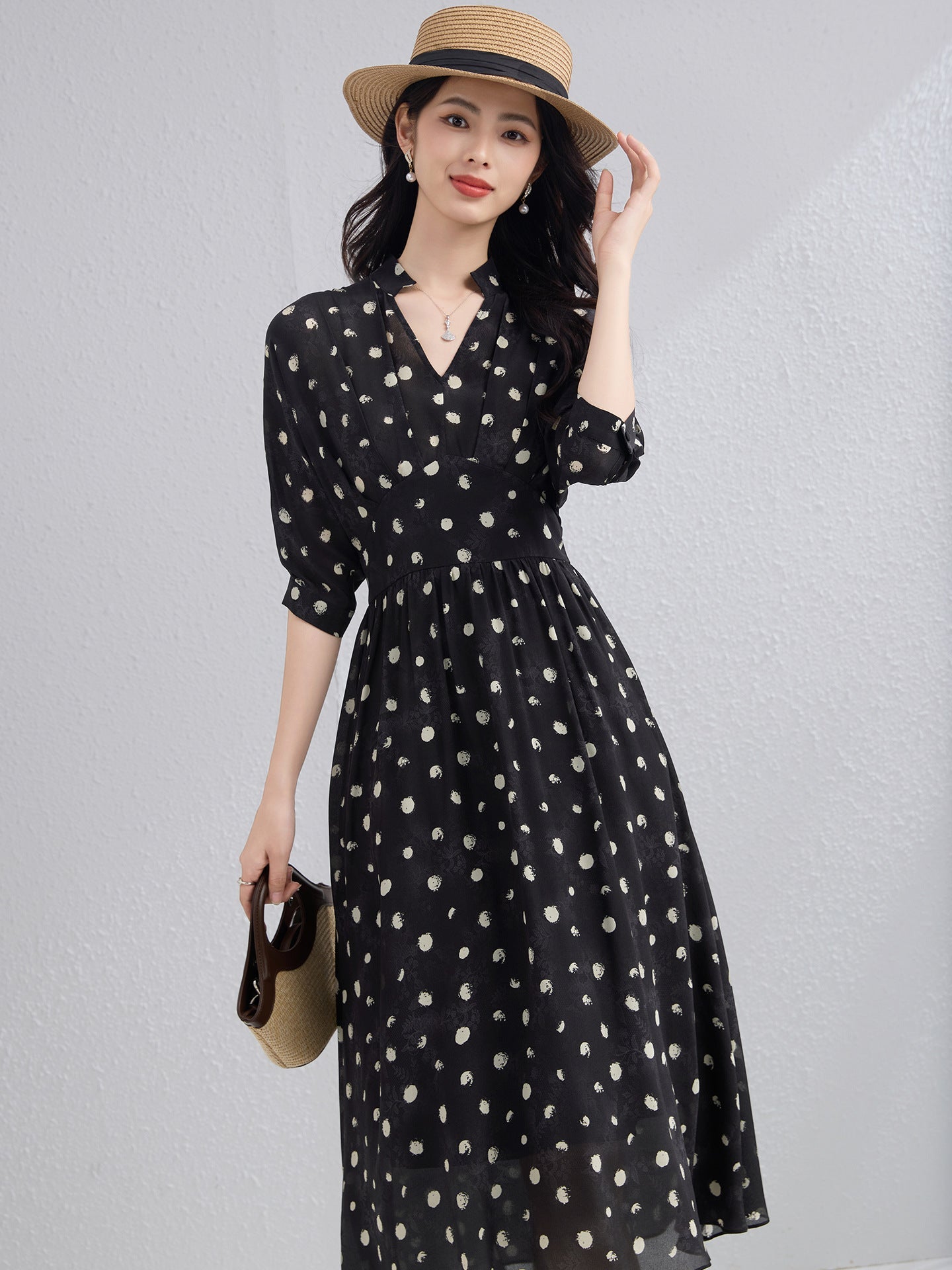 polka dot silk midi dress Alessandra Rich, Belted polka-dot silk midi dress, Women, Blue, XS, Dresses