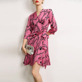 Popular Women's Silk Floral Dress 100% Pure Mulberry Silk Chic Dresses