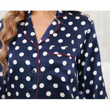 Printed Silk Pajama Set Silk Classic Dot Silk Pajamas For Women
