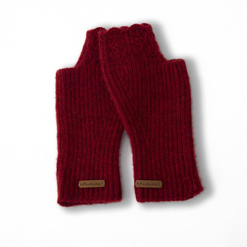 pure cashmere knitted gloves for women soft cashmere fingerless mitts for winter