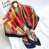 Pure Long Silk Scarf For Women Floral Print Square Silk Scarves
