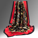 Pure Long Silk Scarf For Women Floral Print Square Silk Scarves