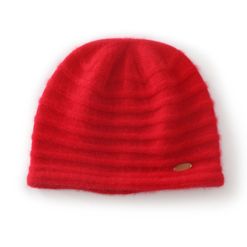 Rib Textured Pure Cashmere Beanie Unisex Thick Cashmere Knit Hat