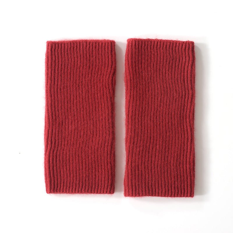 Ribbed Pure Cashmere Knit Headband Half - finger gloves Cashmere Gloves