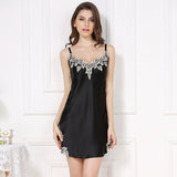 Women Sexy Lace Silk Nightgown V Neck Pure Silk Slip Dress