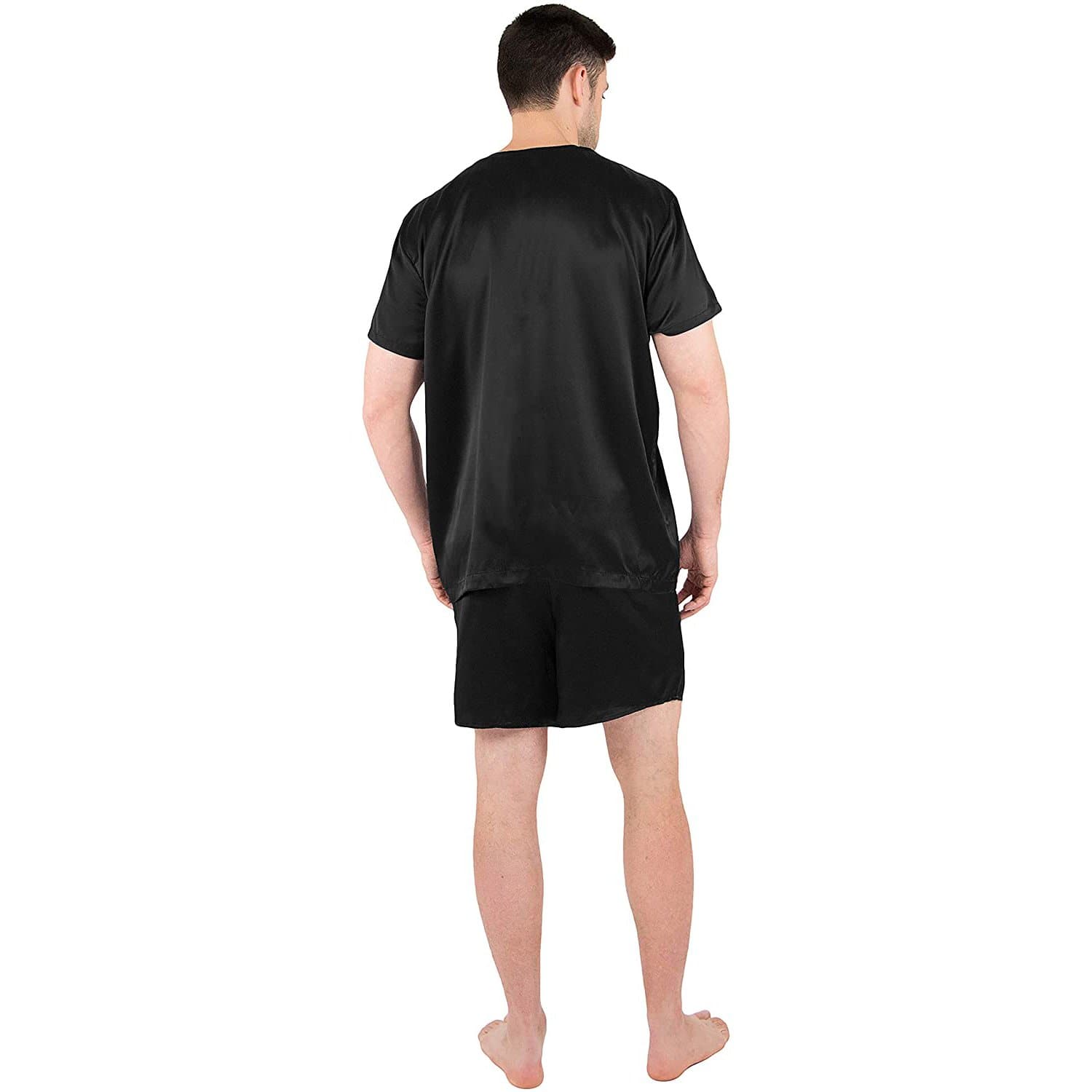 Short Silk Pajama Set For Men Loose Silk Sleepwear