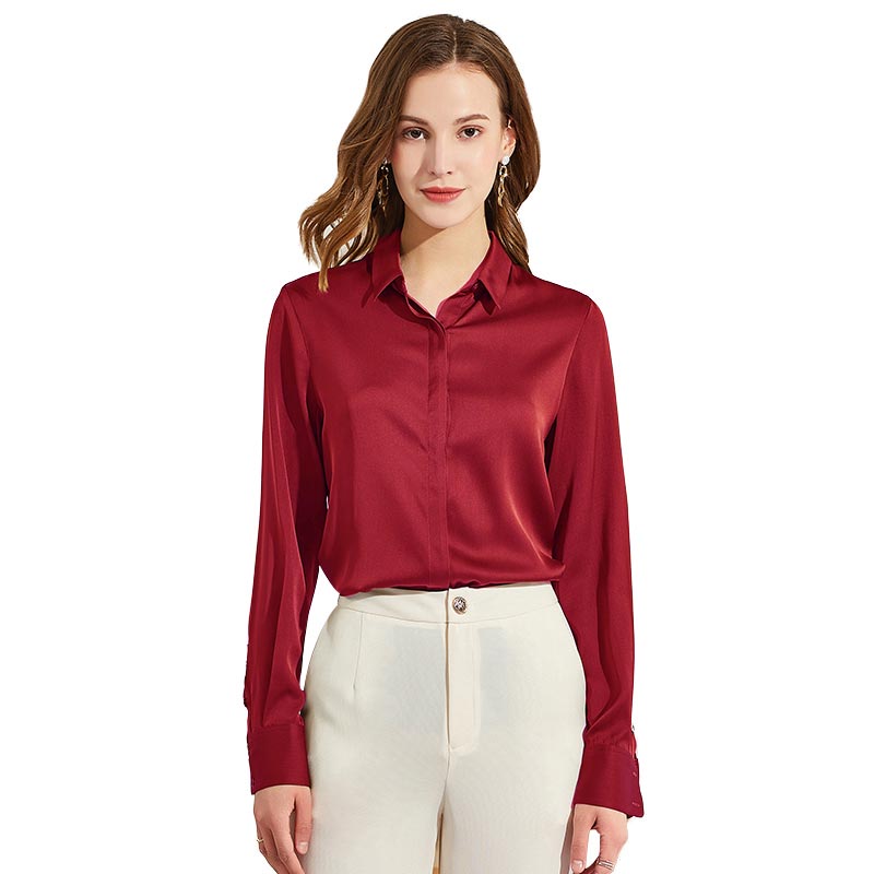 Silk Blouses For Women Long Sleeve Silk Button Shirts