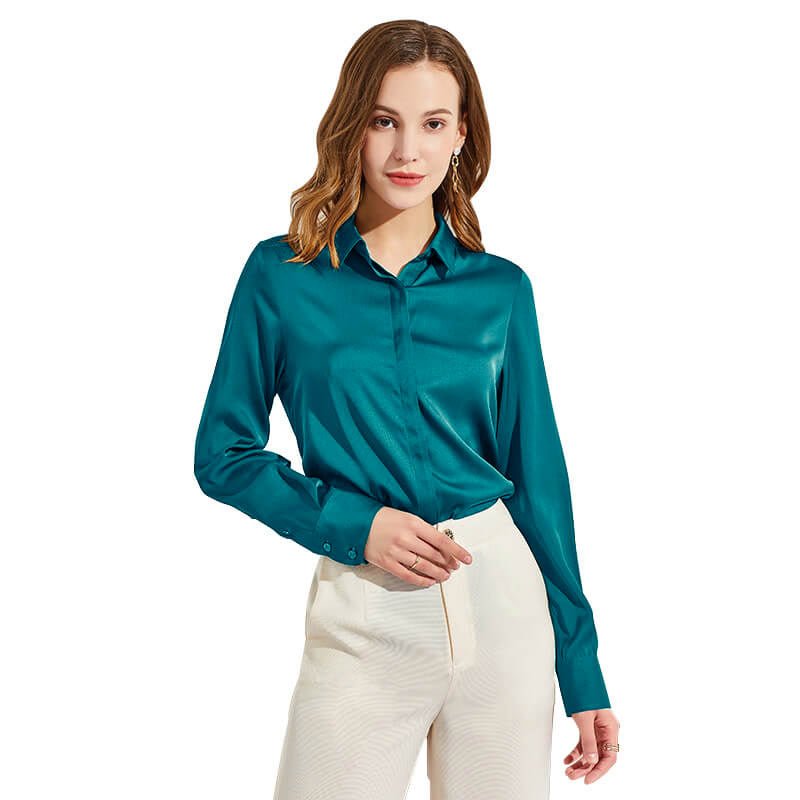 Silk Blouses For Women Long Sleeve Silk Button Shirts