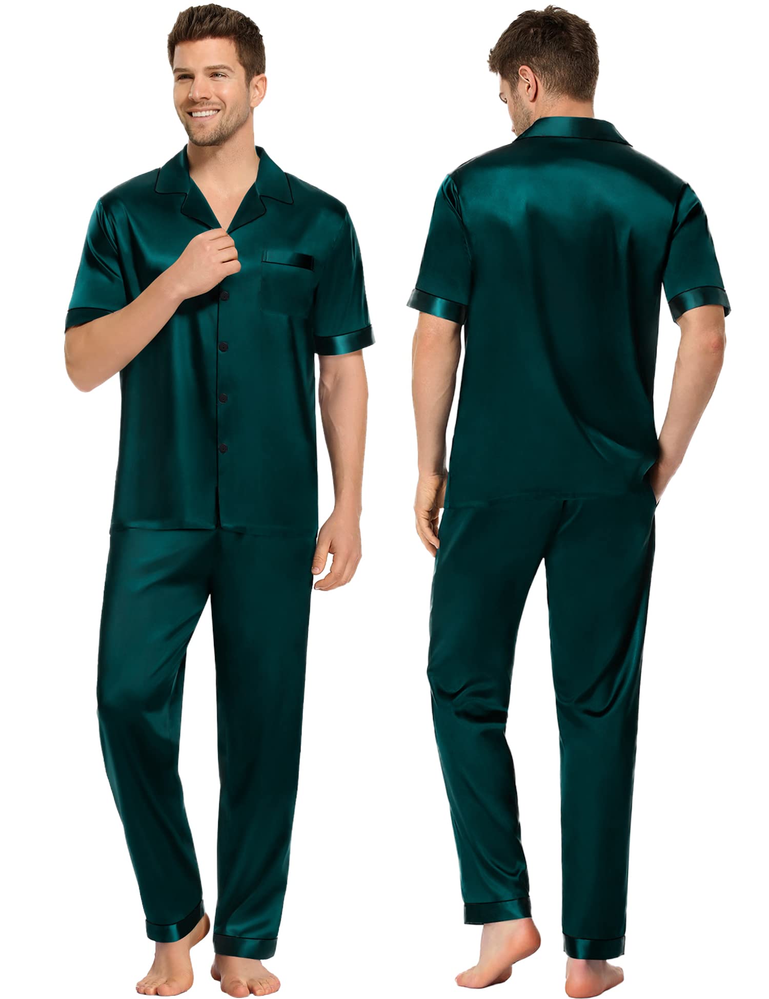 Silk Couple Pajamas Men And Women Short Sleeve Silk Pajamas