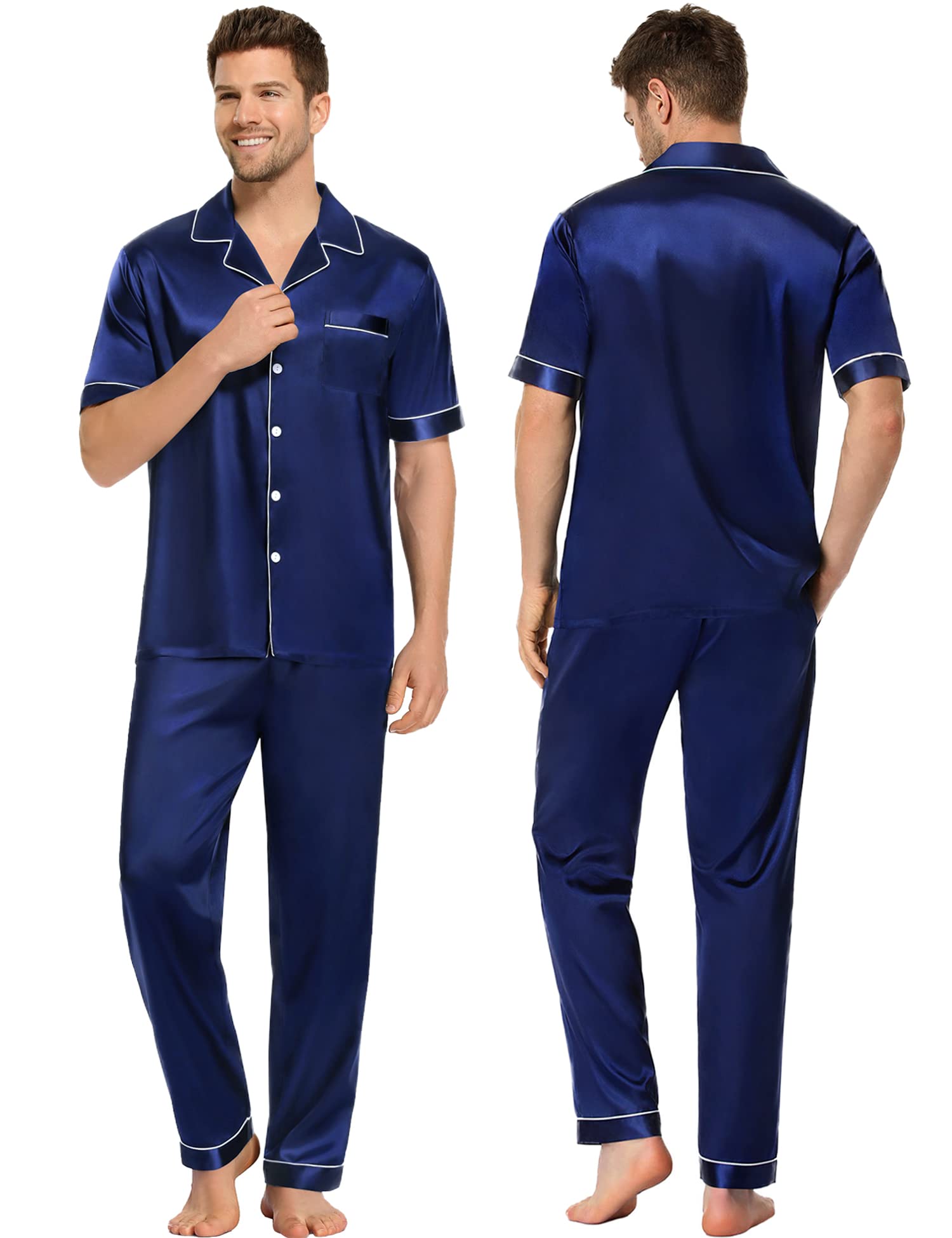 Silk Couple Pajamas Men And Women Short Sleeve Silk Pajamas