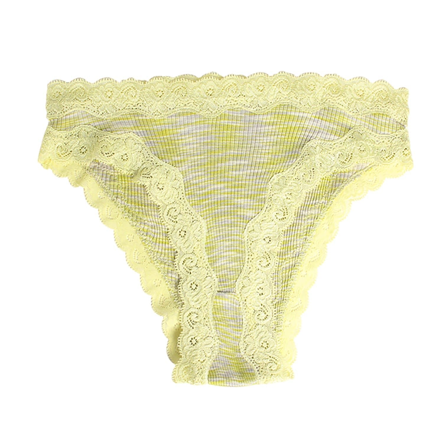 Silk panties women's lace ribbed mulberry silk mid - waist briefs