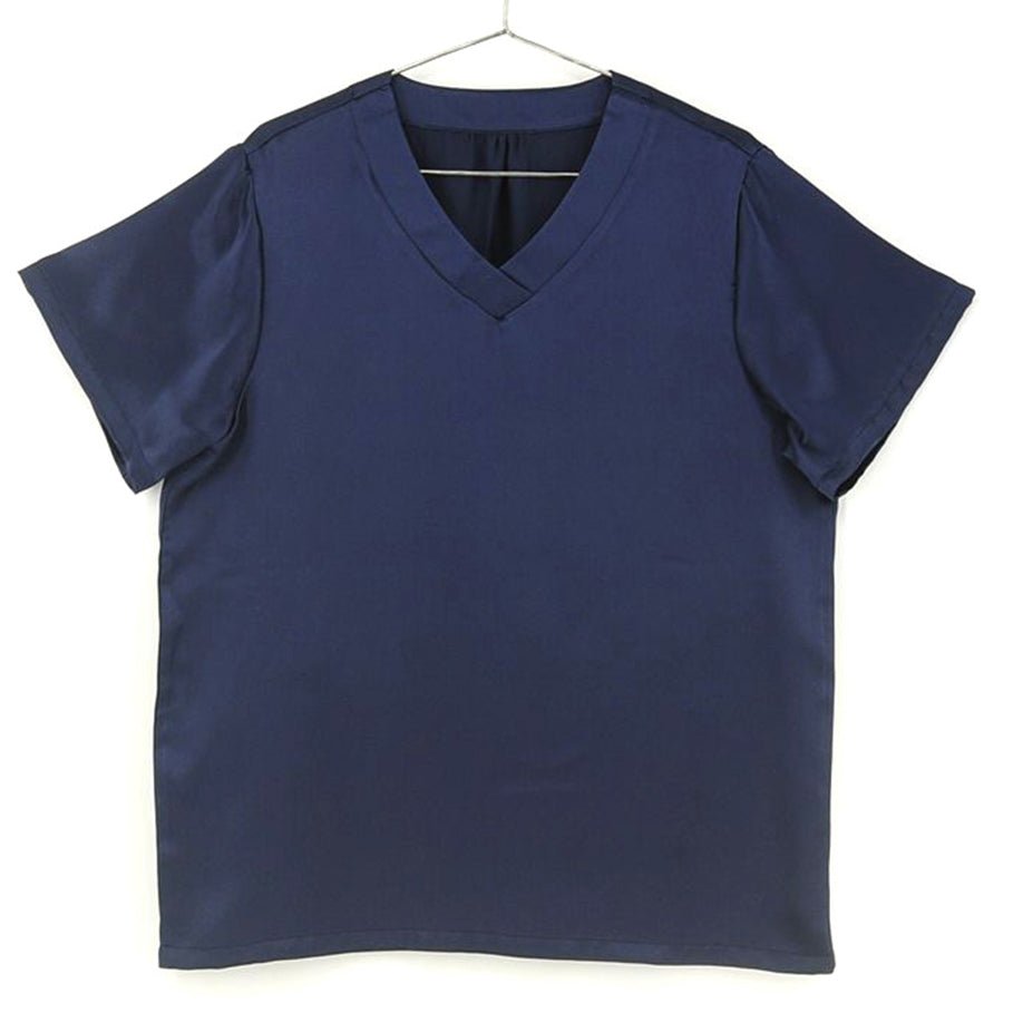 Mens Short Silk Pajama Set Silk Two Piece V Neck Silk Sleepwear