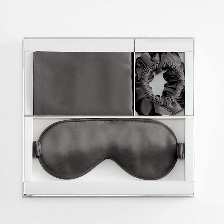 Silk Travel Essential Set 4 PCS Silk Pillowcase Scrunchy And Eyemask
