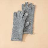 Soft Knit Cashmere Gloves Touch Tip Design Roll Edge Hem