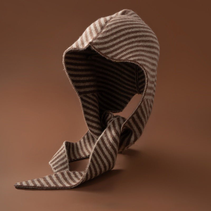 Striped Pure Cashmere Neck Scarf Cashmere Hoodie Wrap for Men and Women
