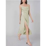 Summer Silk Dress Ladies Cowl Neck Pure Silk Slip Dress