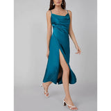 Summer Silk Dress Ladies Cowl Neck Pure Silk Slip Dress