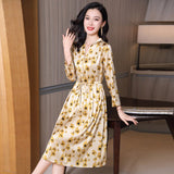 Summer Silk Floral Dress Long Sleeve Wedding Guest Party Dresses