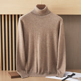 Mens Turtleneck Cashmere Sweater Long Sleeve Ribbed Hem Multi Colors