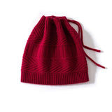 Unisex Drawstring Cashmere Knit Hat Versatile Cashmere Beanie