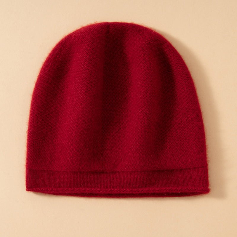 Unisex Pure Cashmere Knit Cap Cashmere Beanie Hat Curl Edge