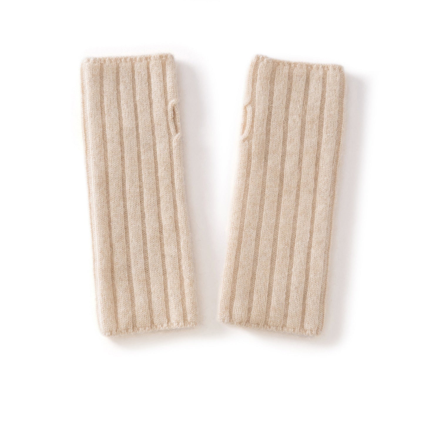 Unisex Ribbed Cashmere Hand Warmers Fingerless Cashmere Gloves