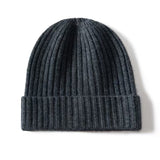 Unisex Ribbed Knit Cashmere Hats Warm Deep Cashmere Beanie