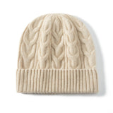 women and men cashmere cable knitted solid hats winter warm cashmere beanie