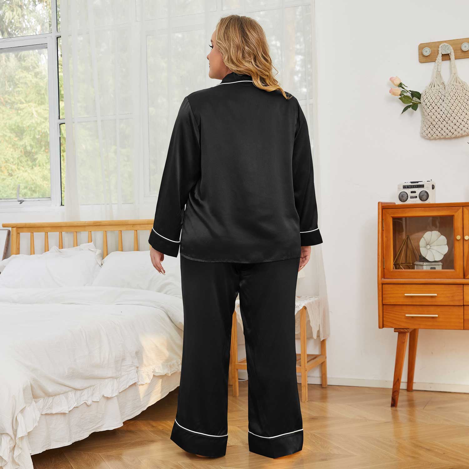 Women Plus Size Silk Pajamas 100% Silk Two Piece Pjs
