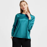 Women Pullover Long Sleeve Pure Mulberry Silk Blouse