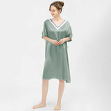 Women Pure Silk Nightdress V Neck 100% Silk Sleepwear