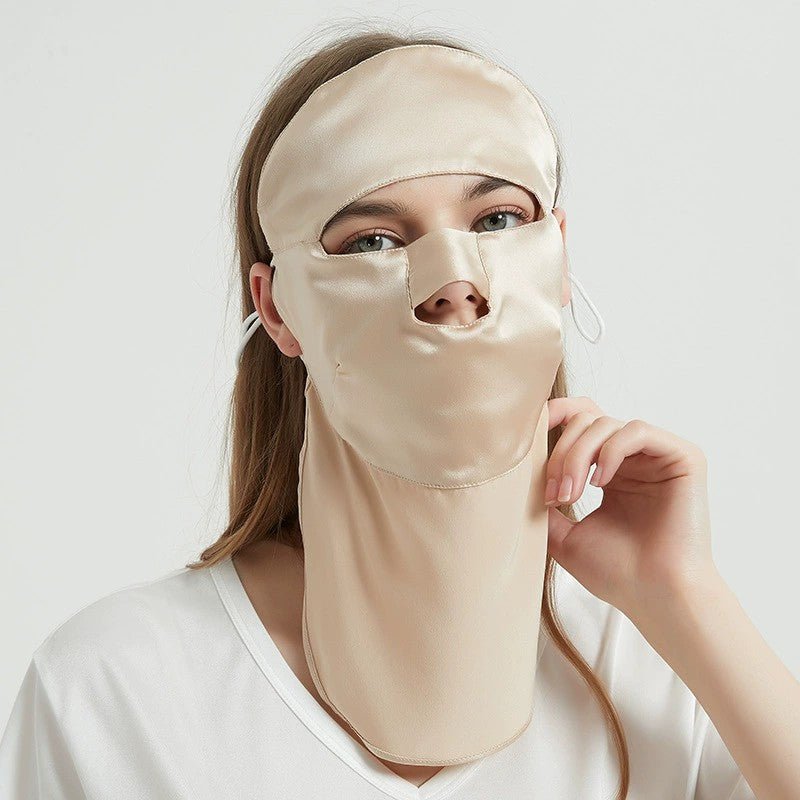 Women Silk Face Masks Breathable Full Face Masks Sunburn Protection Si