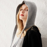 Womens 100% Cashmere Knit Hood with Ties Cashmere Hood Hat