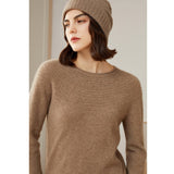 Womens Cashmere Pointelle Yoke Sweater Hollow - out Crewneck Sweater