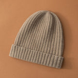 Womens and Mens Rib Knitted Cashmere Hats Warm Deep Cashmere Beanie