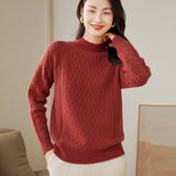 Womens Cable - Knit Cashmere Sweater Half Turtleneck Sweaters Jumpers Red XS