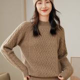 Womens Cable - Knit Cashmere Sweater Half Turtleneck Sweaters Jumpers Taupe XS